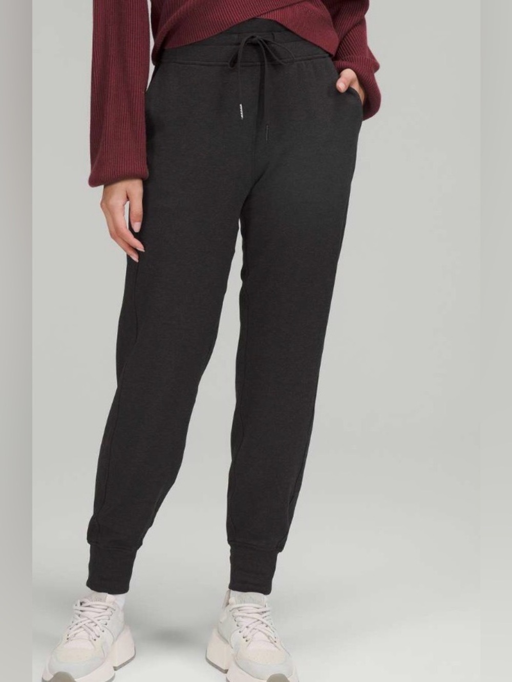 Lululemon ready to fleece high rise jogger pants heathered black size 6